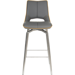 Mako Graphite Grey Swivel Leather Effect Bar Chair - Size: 55 x 45 x 104cm - Wilko - thumbnail 3