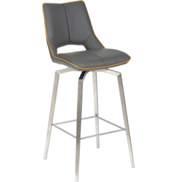 Mako Graphite Grey Swivel Leather Effect Bar Chair - Size: 55 x 45 x 104cm - Wilko - thumbnail 4
