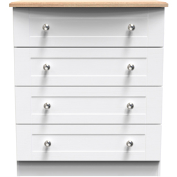 Crowndale Sussex 4 Drawer White Ash and Bardolino Oak Chest of Drawers Ready Assembled - Wilko - thumbnail 4