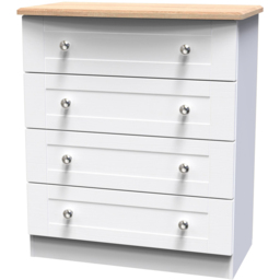 Crowndale Sussex 4 Drawer White Ash and Bardolino Oak Chest of Drawers Ready Assembled - Wilko - thumbnail 3