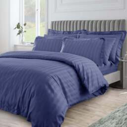 Velosso Hilton Single Navy Stripe Duvet Set - Blue - Wilko