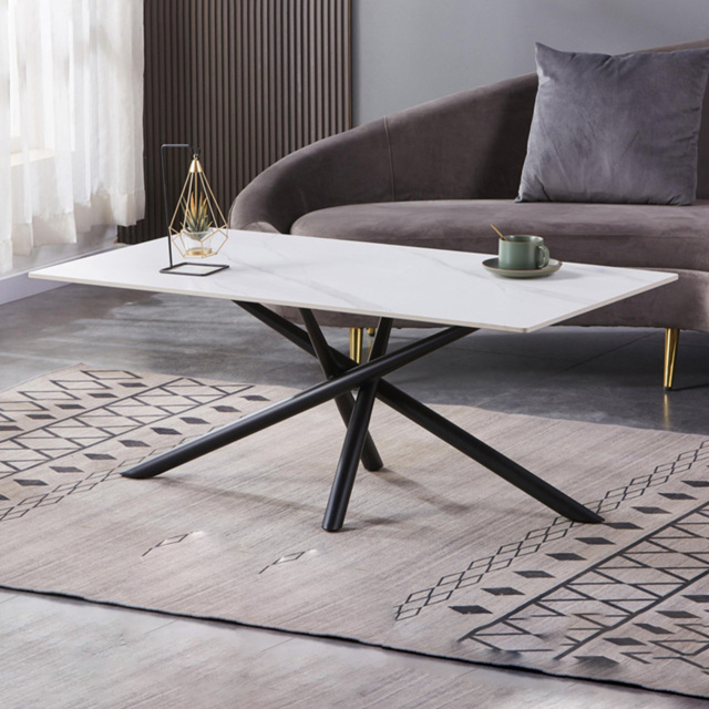 wilko Arlo White Wood Grain Ceramic Coffee Table - Size: 212 x 110 x 60cm - Shankar - image 1