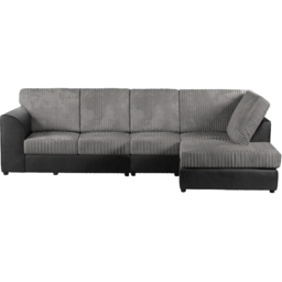 Luxor 4 Seater Black and Grey Jumbo Cord Right Hand Facing Full Back L Shaped Corner Sofa Set - Multi - Wilko - thumbnail 3