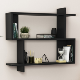 Decorotika Mina 3 Tier Black Zigzag Floating Shelf - Size: 81 x 90 x 22cm - Wilko