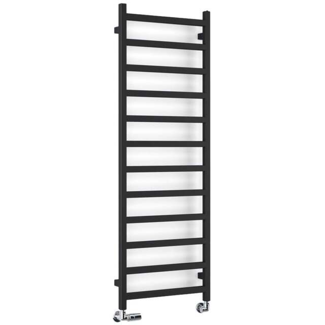 Terma Simple Heban Black Heated Towel Rail 1804 BTU 1440 x 500mm - Size: 144 x 50 x 7.2cm - Wilko - image 1