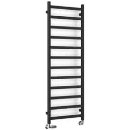 Terma Simple Heban Black Heated Towel Rail 1804 BTU 1440 x 500mm - Size: 144 x 50 x 7.2cm - Wilko