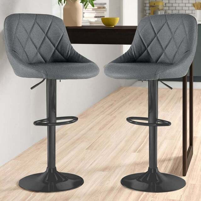 Neo Dark Grey Fabric Bar Stool Set of 2 - Wilko - image 1