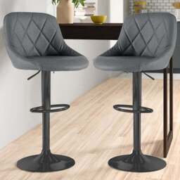 Neo Dark Grey Fabric Bar Stool Set of 2 - Wilko - thumbnail 1