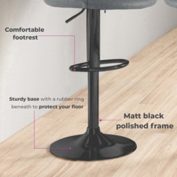 Neo Dark Grey Fabric Bar Stool Set of 2 - Wilko - thumbnail 4