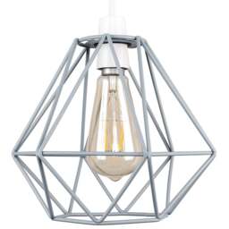 ValueLights Diablo Grey Industrial Wire Frame Pendant Shade - Size: 20 x 20 x 23cm - Wilko
