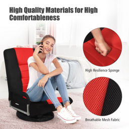 Costway Red Swivel Gaming Chair with Adjustable Backrest - Size: 59 x 57 x 34cm - Wilko - thumbnail 7