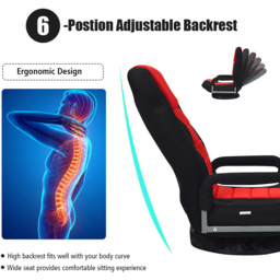 Costway Red Swivel Gaming Chair with Adjustable Backrest - Size: 59 x 57 x 34cm - Wilko - thumbnail 5