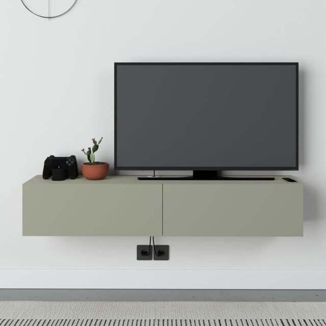 Decortie Francy 2 Door Ash Green Modern Wall Mounted TV Unit - Size: 25 x 135 x 31.7cm - Wilko - image 1