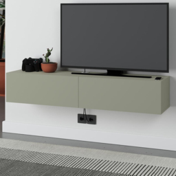 Decortie Francy 2 Door Ash Green Modern Wall Mounted TV Unit - Size: 25 x 135 x 31.7cm - Wilko - thumbnail 6