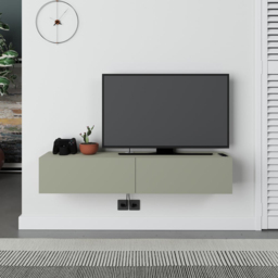 Decortie Francy 2 Door Ash Green Modern Wall Mounted TV Unit - Size: 25 x 135 x 31.7cm - Wilko - thumbnail 5