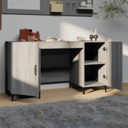 vidaXL Modern Large Desk Smoked Oak - Size: 75 x 140 x 50cm - Grey - Wilko - thumbnail 1