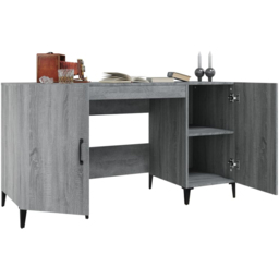 vidaXL Modern Large Desk Smoked Oak - Size: 75 x 140 x 50cm - Grey - Wilko - thumbnail 4