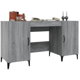 vidaXL Modern Large Desk Smoked Oak - Size: 75 x 140 x 50cm - Grey - Wilko - thumbnail 5