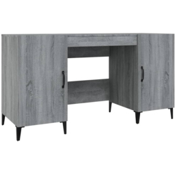 vidaXL Modern Large Desk Smoked Oak - Size: 75 x 140 x 50cm - Grey - Wilko - thumbnail 3