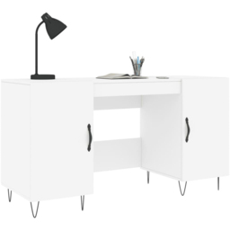 vidaXL 2 Door Modern Desk Grey - Size: 75 x 140 x 50cm - White - Wilko - thumbnail 4