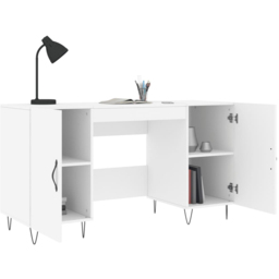 vidaXL 2 Door Modern Desk Grey - Size: 75 x 140 x 50cm - White - Wilko - thumbnail 5
