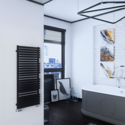 Terma Quadrus Bold 2847BTU Metallic Black Heated Towel Rail 1185 x 450mm - Size: 118.5 x 45 x 12.2cm - Wilko - thumbnail 5