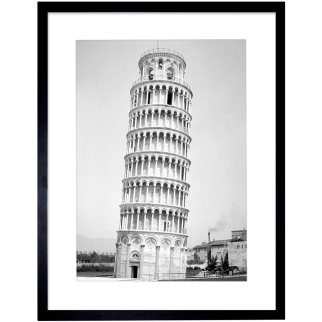 Wee Blue Coo Italy Pisa Leaning Tower Architectural Photo Framed Wall Art Print 30 x 41cm - Size: 43.3 x 33.3 x 1.5cm - Grey - Wilko - image 1