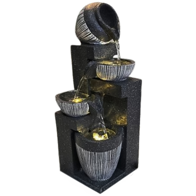 Tranquillity Compact Nebula Solar Powered LED Water Feature - Size: 49 x 18 x 18cm - Grey - Wilko - image 1
