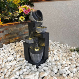 Tranquillity Compact Nebula Solar Powered LED Water Feature - Size: 49 x 18 x 18cm - Grey - Wilko - thumbnail 3