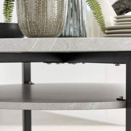 Furniturebox Ashley 4 Seater Round Dining Table Concrete and Black - Grey - Wilko - thumbnail 4