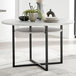 Furniturebox Ashley 4 Seater Round Dining Table Concrete and Black - Grey - Wilko - thumbnail 1