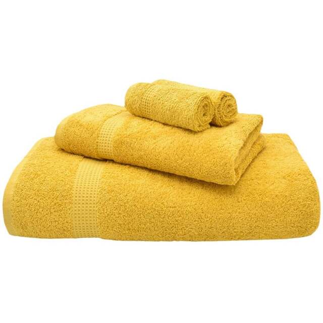 Mayfair Egyptian Cotton Mustard Bath Towel Set of 2 - Yellow - Wilko - image 1