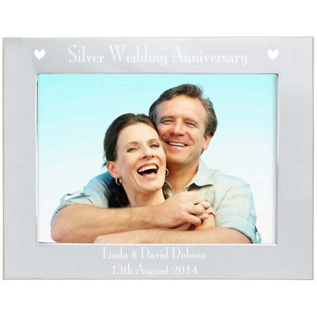 Personalised Memento Personalised Silver Anniversary Landscape Photo Frame 5 x 7 inch - Wilko - image 1