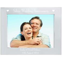 Personalised Memento Personalised Silver Anniversary Landscape Photo Frame 5 x 7 inch - Wilko