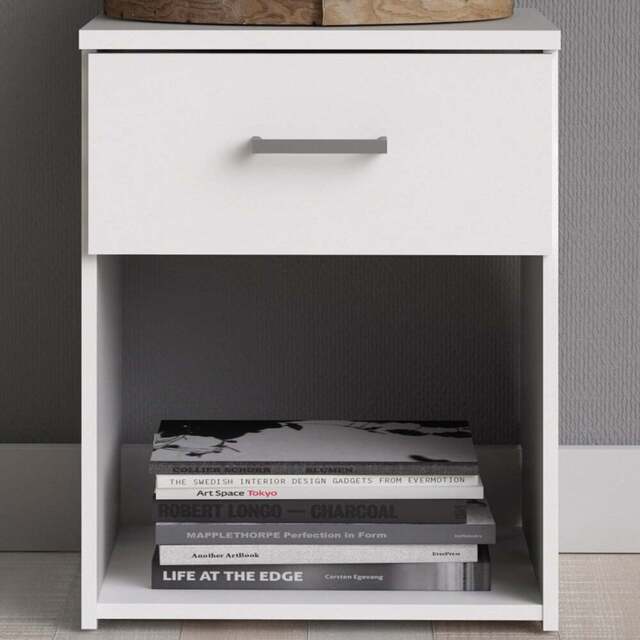 Florence Space Single Drawer White Bedside Table - Furniture To Go - Wilko