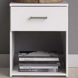Florence Space Single Drawer White Bedside Table - Furniture To Go - Wilko - thumbnail 1