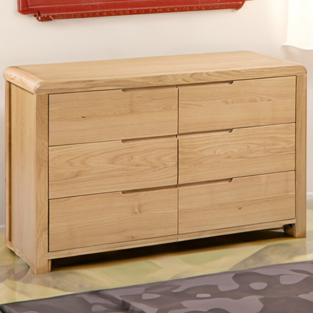 Julian Bowen Curve 6 Drawer Oak Wide Chest of Drawers - Wood - Wilko - image 1