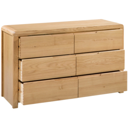 Julian Bowen Curve 6 Drawer Oak Wide Chest of Drawers - Wood - Wilko - thumbnail 5