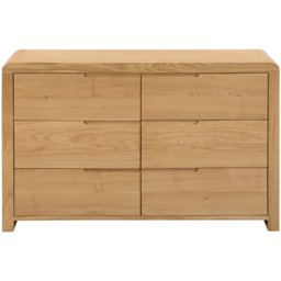 Julian Bowen Curve 6 Drawer Oak Wide Chest of Drawers - Wood - Wilko - thumbnail 4