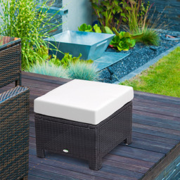 Outsunny Black PE Rattan Footstool with Padded Seat - Size: 50 x 50 x 35cm - Wilko - thumbnail 6