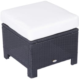 Outsunny Black PE Rattan Footstool with Padded Seat - Size: 50 x 50 x 35cm - Wilko - thumbnail 3