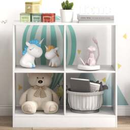 Costway 4 Shelf White Bookcase - Wilko - thumbnail 1