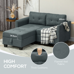 HOMCOM 2 Seater Grey Modular L Shaped Sofa with Storage - Wilko - thumbnail 7