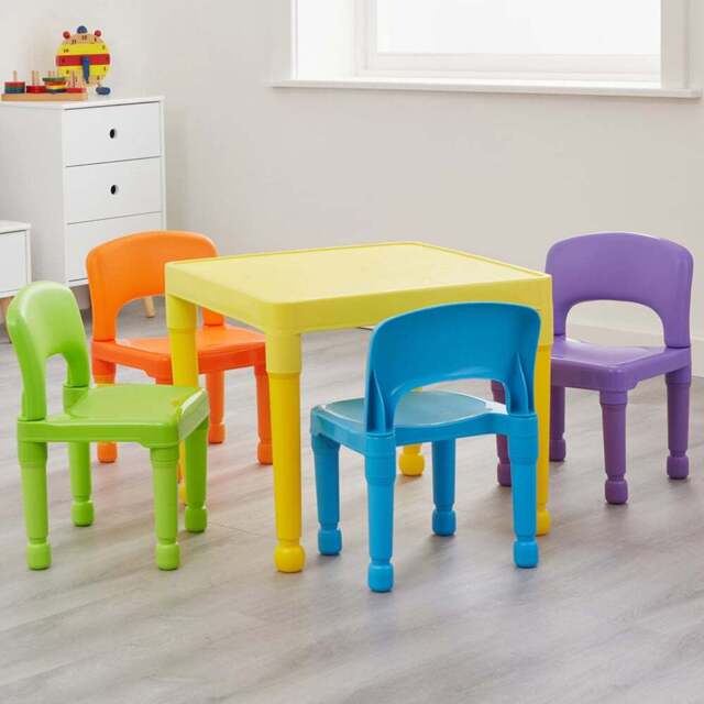 Liberty House Toys Kids Multicoloured Plastic Table and 4 Chairs Set - Size: 43 x 51 x 51cm - Wilko - image 1
