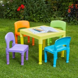 Liberty House Toys Kids Multicoloured Plastic Table and 4 Chairs Set - Size: 43 x 51 x 51cm - Wilko - thumbnail 4