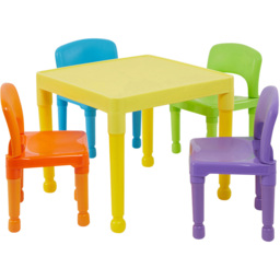 Liberty House Toys Kids Multicoloured Plastic Table and 4 Chairs Set - Size: 43 x 51 x 51cm - Wilko - thumbnail 3