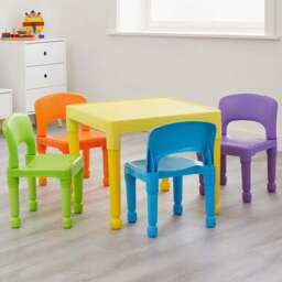 Liberty House Toys Kids Multicoloured Plastic Table and 4 Chairs Set - Size: 43 x 51 x 51cm - Wilko - thumbnail 1