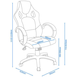 Alphason Daytona Blue Faux Leather Racing Chair - Size: 111 x 57 x 61cm - Wilko - thumbnail 6