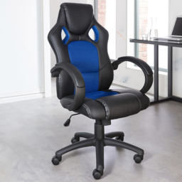 Alphason Daytona Blue Faux Leather Racing Chair - Size: 111 x 57 x 61cm - Wilko - thumbnail 1