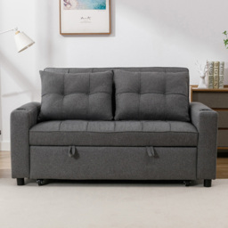 Furniture Online Hudson 2 Seater Grey Linen Sofa Bed Cupholder - Wilko